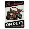 thumbnail image 1 of Open Road Brands Disney Cars Tow Mater Mechanic On Duty Embossed Metal Sign, 1 of 3