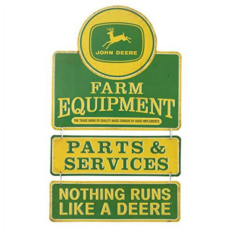 Open Road Brands John Deere Farm Equipment Linked & Embossed Metal Sign 