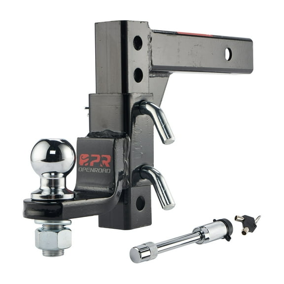 Open Road Brands OPENROAD 5000lbs Capacity 8-Position Drop Ball Mount for Towing, 10" Adjustable Trailer Hitch 2inch Trailer Ball,2 Safety Clip and 5/8 Inch Hitch Pin Lock