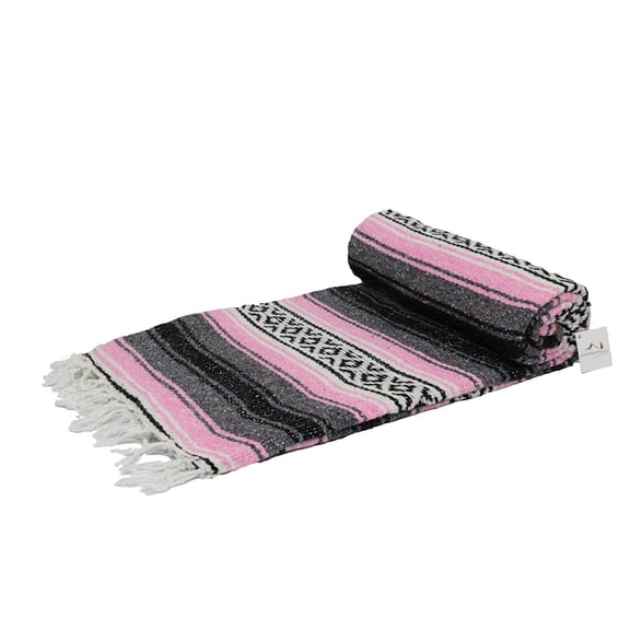 Open Road Goods Pink Mexican Blanket - Authentic Serape Falsa Blanket - Handmade