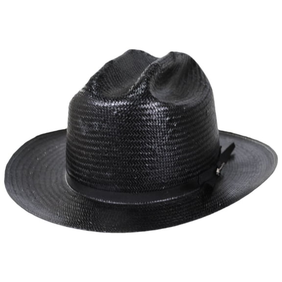 Open Road Shantung Straw Western Hat - Black - 6.875 - Black