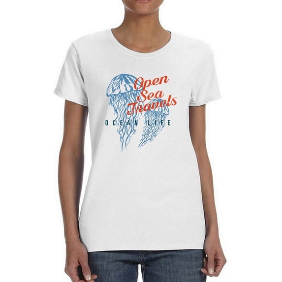 Open Sea Travels Jellyfish Shaped T-Shirt Women -Image by Shutterstock, Female XX-Large