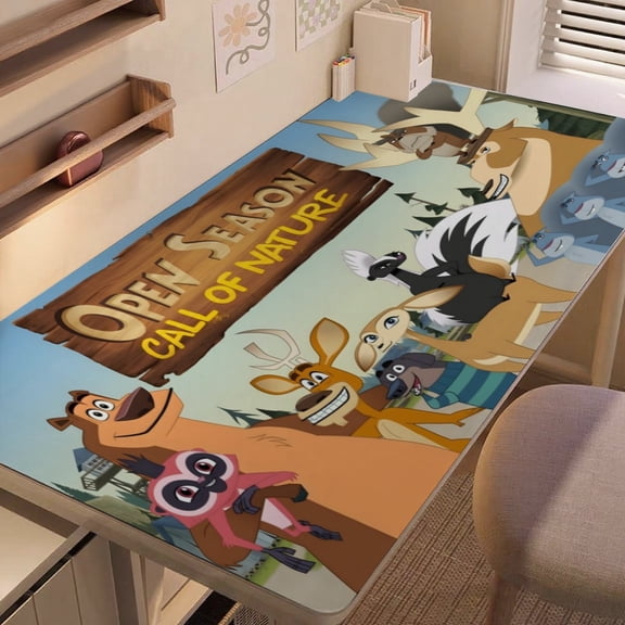 Open Season-themed extra-large Non-Slip Base leather Desk Table mat—versatile for computer desks, dining tables, and more.12"x24"(30X60cm)