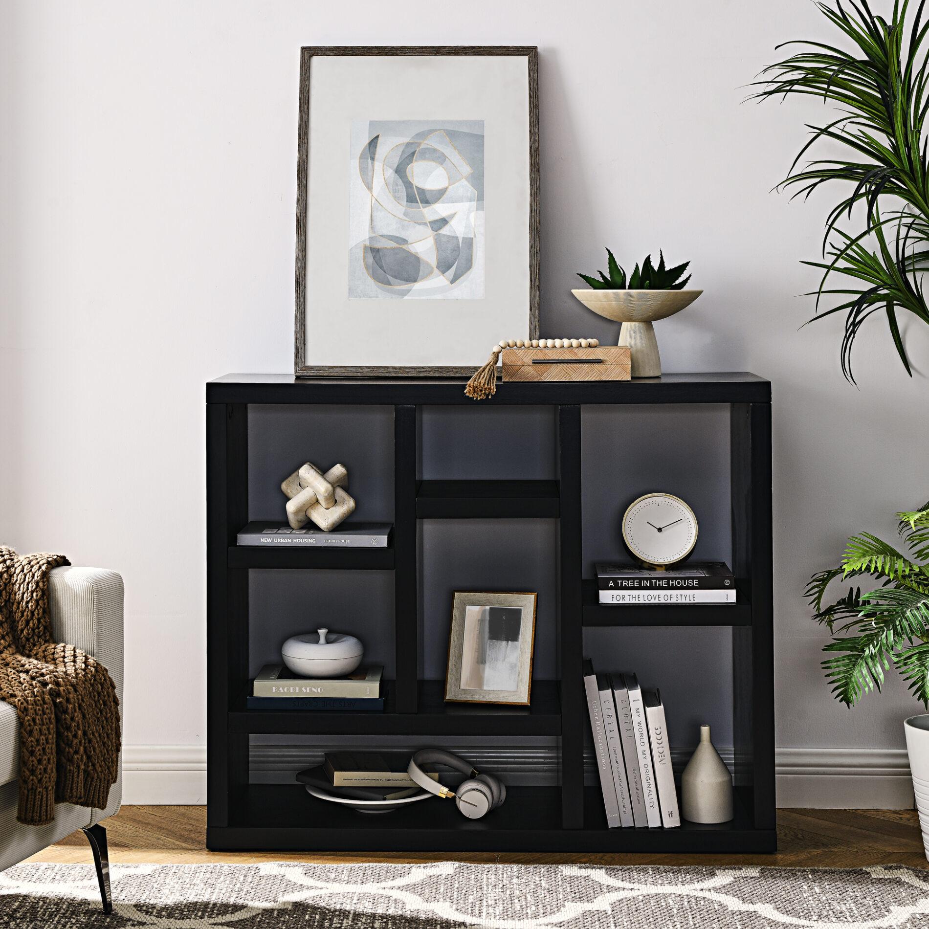 Open Shelf Bookcase, Freestanding Display Storage with 7 Cube