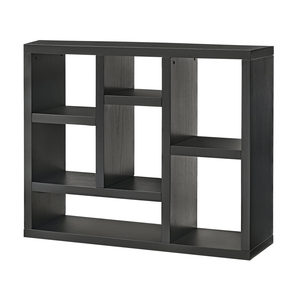 Open Shelf Bookcase with 7 Cube Storage Spaces, Wood Cube Display Shelf