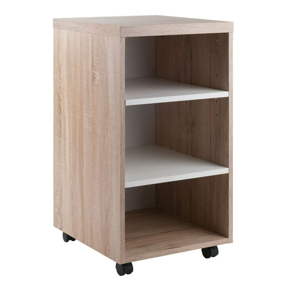 Open Shelf Cabinet, Reclaimed Wood & White - Mobile Storage, 3-Shelf Unit for Home Office, Artist Studio, Contemporary Design
