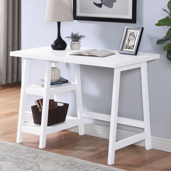 Open Shelves & Convenient Use - Contemporary Writing Desk for Home Study Nook