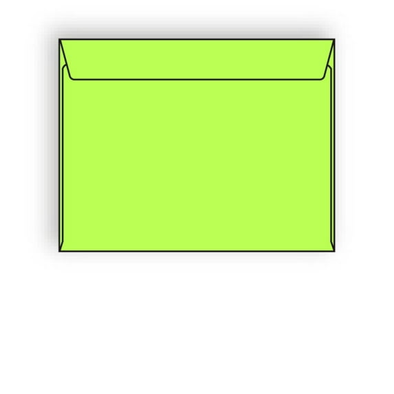 Open Side Booklet Envelopes, 6" x 9", 24#, Brightly Colored Lime, Acid Free, Side Seams (Box of 500)
