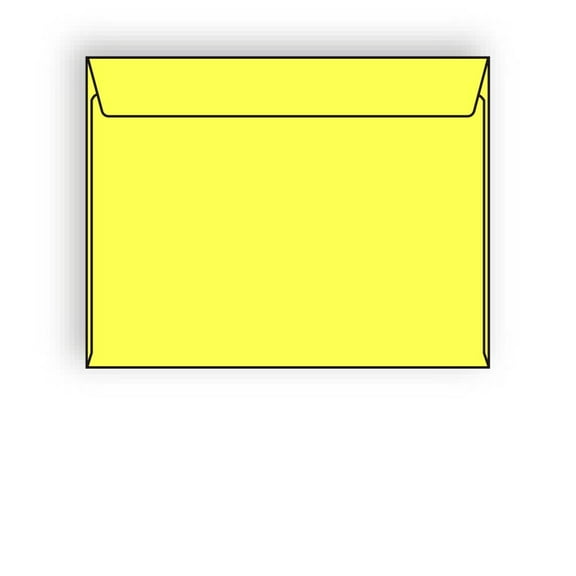 Open Side Booklet Envelopes, 9" x 12", 28#, Brightly Colored Lemon, Acid Free, Side Seams (Box of 500)