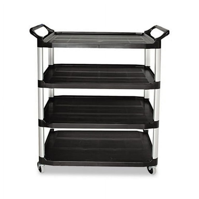 Commercial Heavy-Duty Utility Service Cart | 3 Shelf | | 450 Lbs Max  Capacity | Rolling Utility Cart W 33 x H 37 x D 16 Black