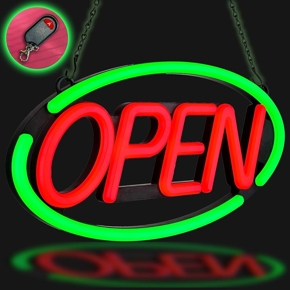 Open Sign For Business Bright LED Open Signs For Stores With Control  Animated Flashing Neon Open Store Signs Oval Large Size Lighted Open Size  (24