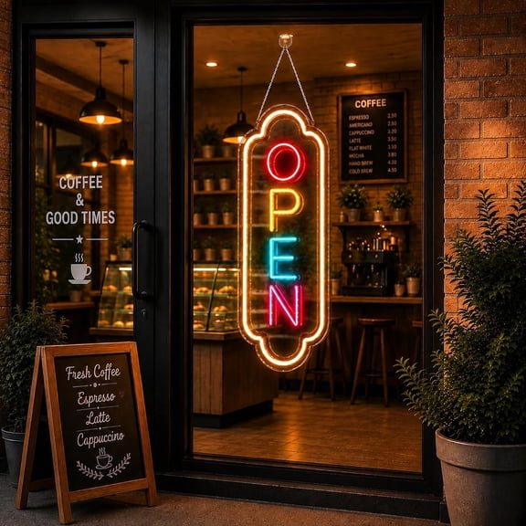 Open Sign for Business:LED Neon Window Sign for Storefronts