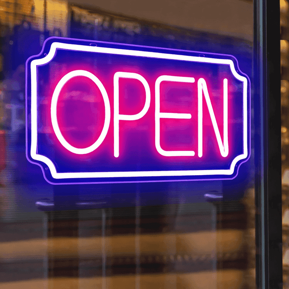 Open Signs for Business, Light Up LED Neon Open Sign for Business Window Storefront, Lighted Open Lights for Retail Bar Cafe Bakeries Barber, USB Powered 16 inch
