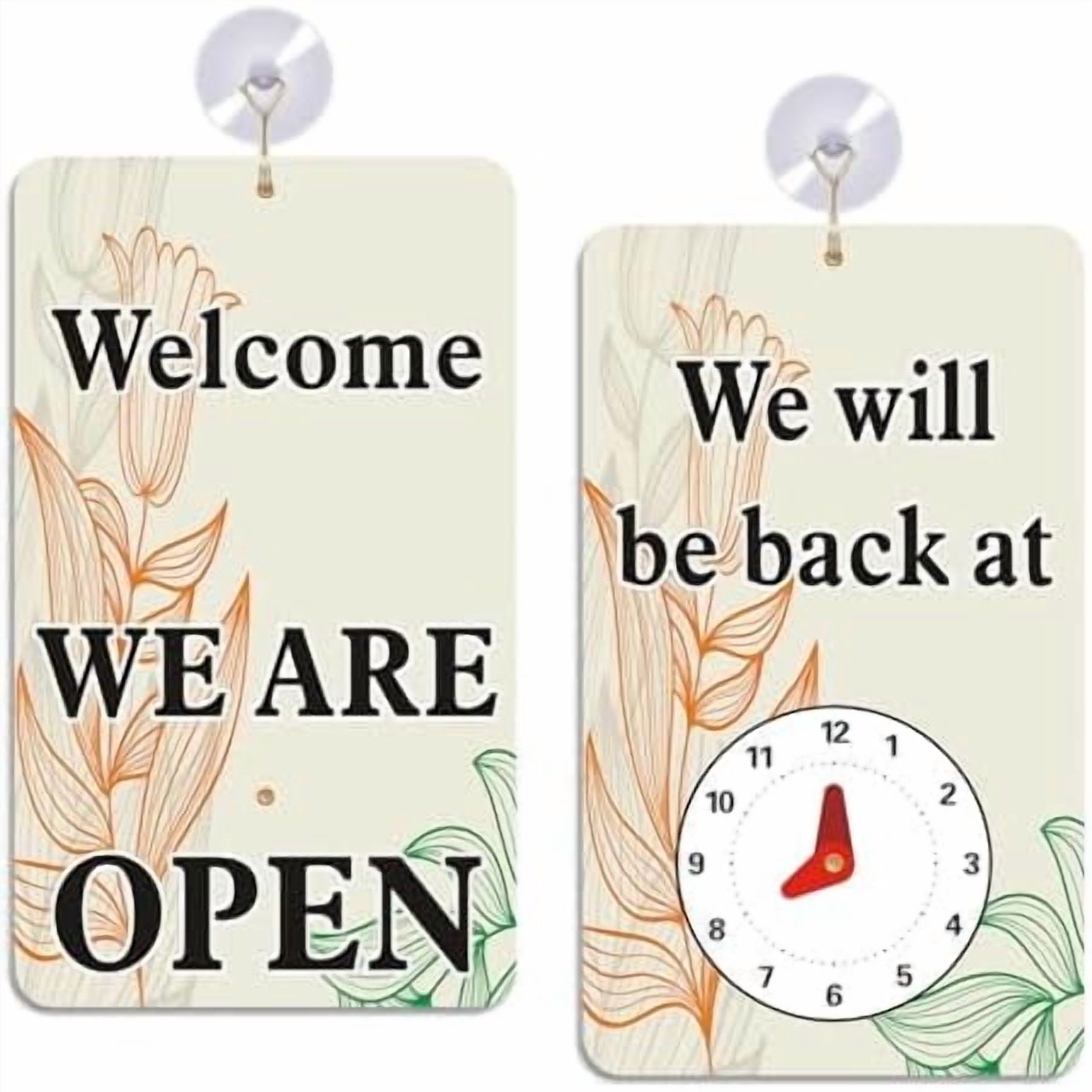 Open Signs for Business with Suction Cups, “We Will Be Back - Welcome ...