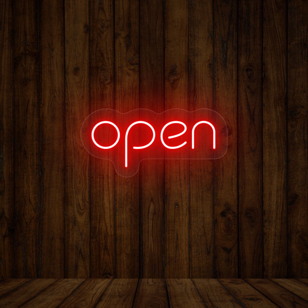 Open Single Color Sign (Green, 14"(W)x6.5"(H))