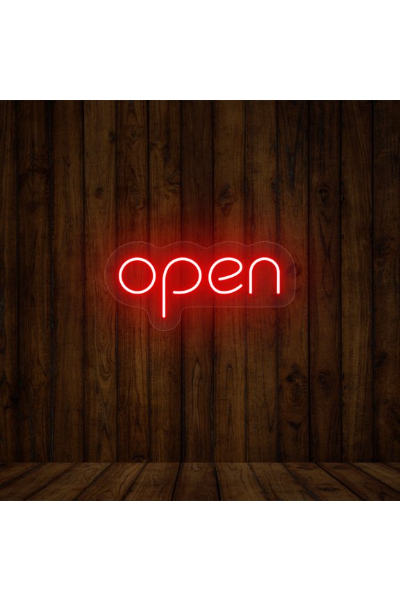 Open Single Color Sign (Green, 14"(W)x6.5"(H))