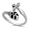 thumbnail image 1 of Open Skull Cross Biker Ring .925 Sterling Silver Band Jewelry Female Male Unisex Size 4, 1 of 4