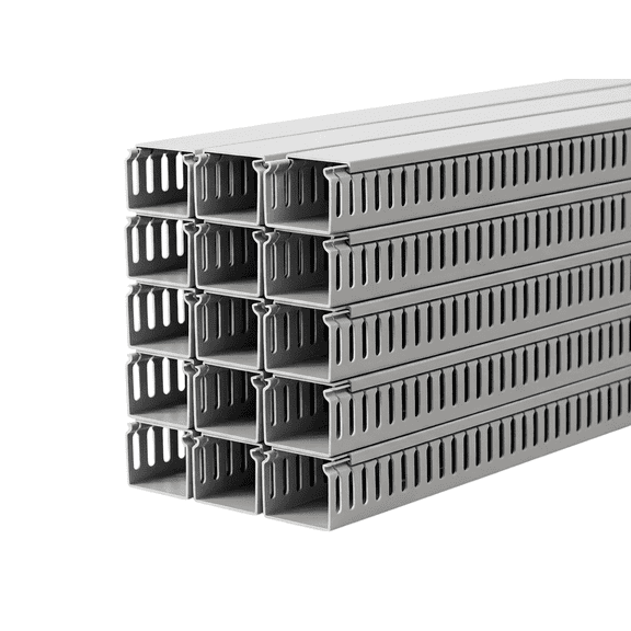 Open Slot Wire Duct 2" W x 4" H x 6.5' L, PVC, UL Listed, Gray, 12PC PACK