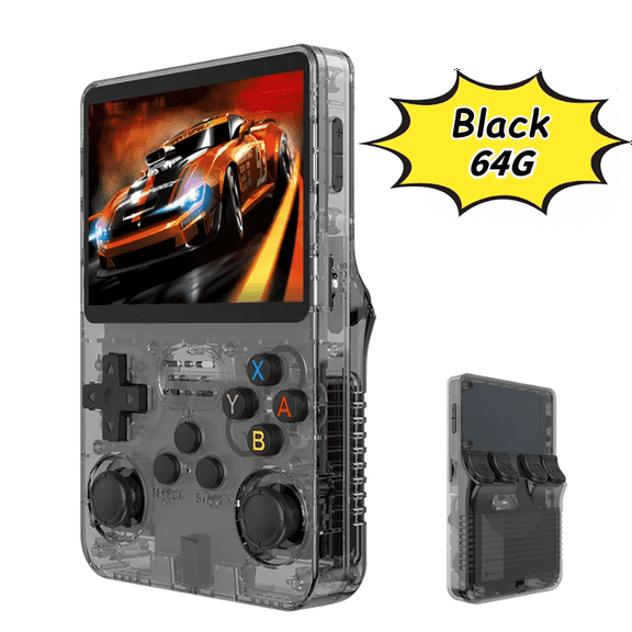 Open Source Handheld Game Console, 4.0-inch 3D Large Screen, GBA Dual Joystick, Arcade Nostalgia, 128GB R36SMax ,Black
