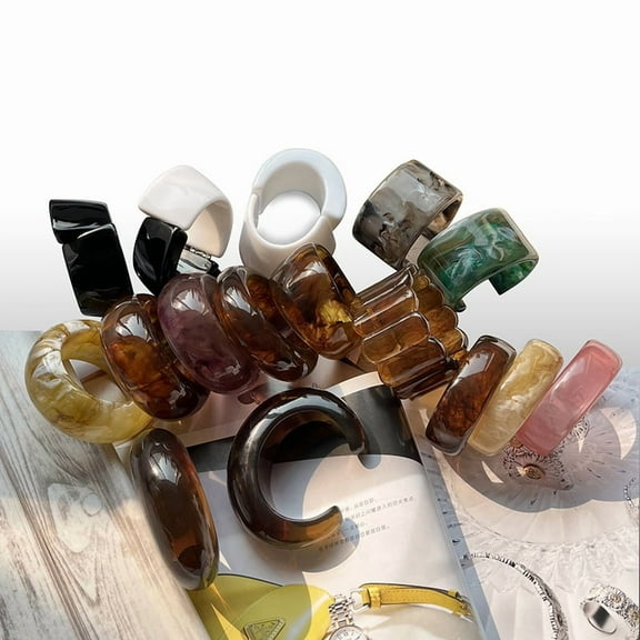 Open Spring Acrylic-based Resin Bracelet For Women