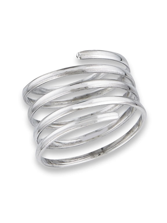 Open Spring Swirl Spiral Wide Flexible Ring .925 Sterling Silver Band Jewelry Female Male Size 8