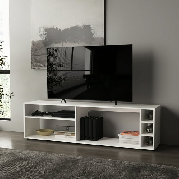 Open Storage Tv Stand For 70" Tvs, White - Modern Simplicity With Abundant Possibilities Screen