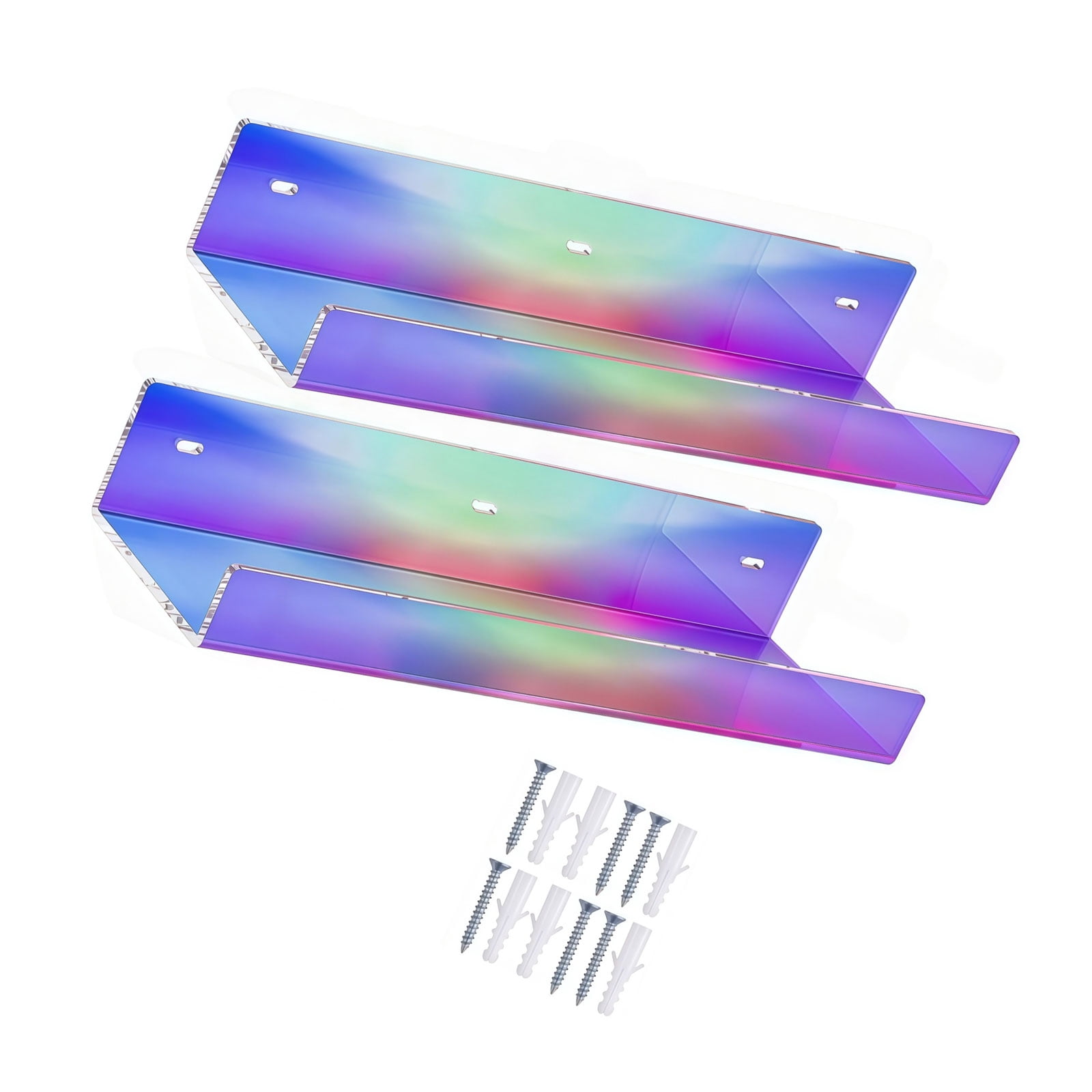 Open Storage Wall Rack Set of 2, Acrylic Shelf with Front Lip for ...