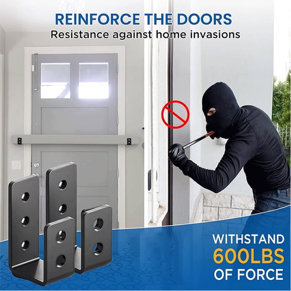 Open - Style U - Shaped Bracket, Door Safety Barrier Bracket, Heavy - Duty Metal Bracket Door Barrier Reinforcement Kit - U - Type (2 Pcs) For Door Security