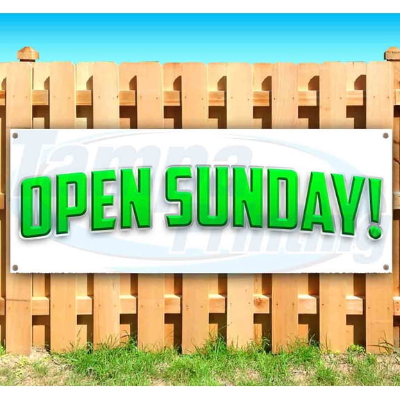Open Sunday! 13 oz Vinyl Banner With Metal Grommets