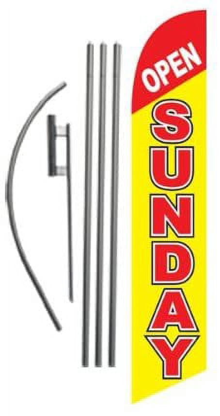 Open Sunday Advertising Feather Banner Swooper Flag Sign with Flag Pole ...
