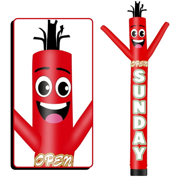 Open Sunday Inflatable Tube Man Wacky Wavy Dancing Guy for Outdoor Decoration Advertising Business Promotion (Blower Not Included)