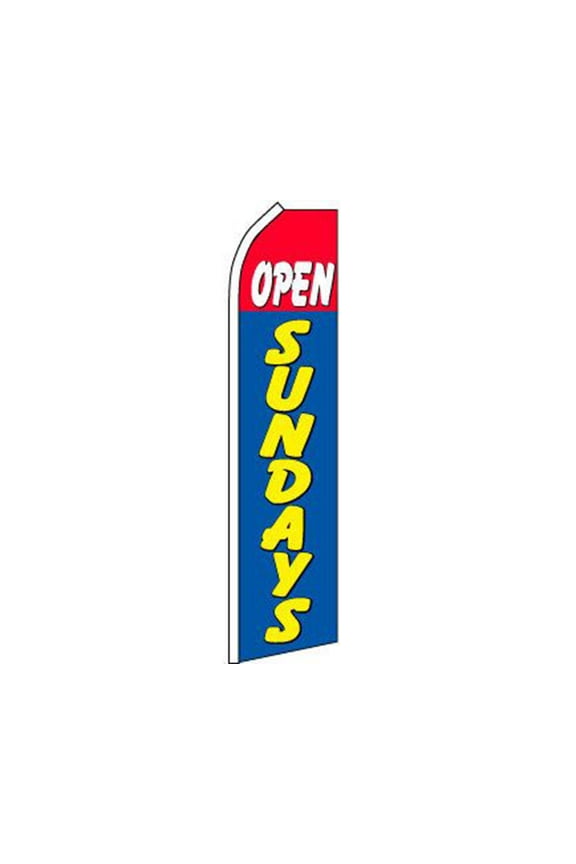 Open Sundays Red / White / Blue / Yellow Swooper Super Feather Advertising Flag