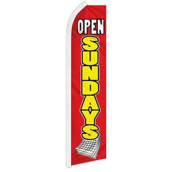 Open Sundays (Red & Yellow) Super Flag