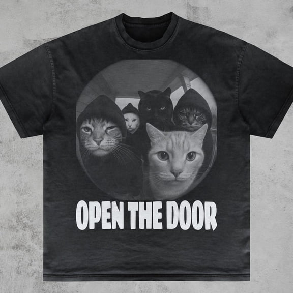 Open The Door Cats Lover Shirt, Cursed Cat Funny Oddly Specific Cotton Tee BLACK Unisex S-5XL Hot Trending Shirt, Vintage Birthday Gift