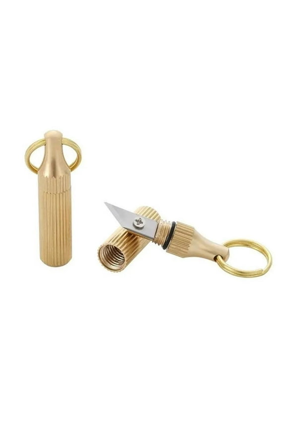Open The Package With A Small Brass Pendant Knife, Keychain, And Portable Capsule Knife, Portable Mini Keychain Utility Knife