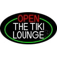 thumbnail image 1 of Open The Tiki Lounge Oval With Green Border LED Neon Sign 13 x 24 - inches, Clear Edge Cut Acrylic Backing, with Dimmer - Bright and Premium built indoor LED Neon Sign for Bar decor., 1 of 7