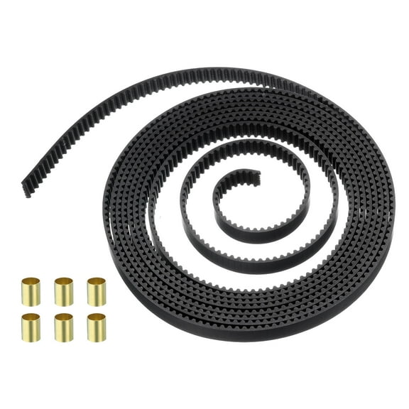 Open Timing Belt Length 2 Meter, Open 2GT Rubber Timing Kit, Width 6mm with 6pcs Copper Buckle