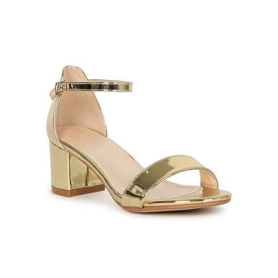 Open Toe Ankle Strap Low Block Heel 19929