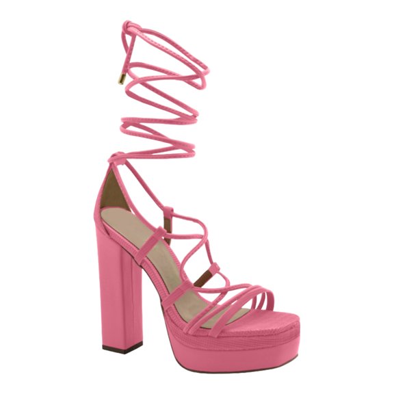 Open Toe Ankle Tie Up Platform Heels