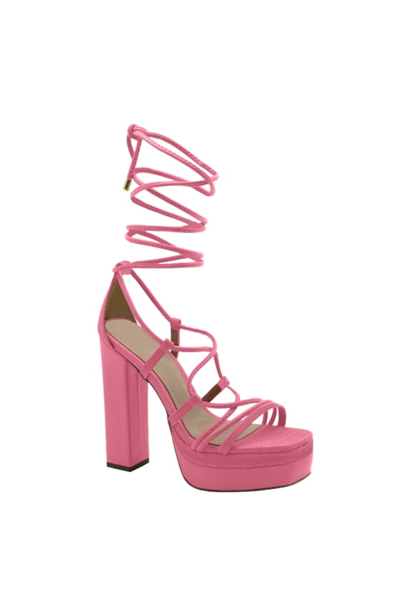 Open Toe Ankle Tie Up Platform Heels