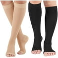 thumbnail image 1 of Open Toe Compression Socks 2 Pair 15-20 mmHg Knee High Support Stockings Toeless for Men or Women Support Pregnancy, Running, Sports, Flight Travel with Free Auxiliary Wear Socks, 1 of 7