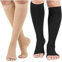 Open Toe Compression Socks 20-30 mmHg Knee High Support Stockings for Men Women