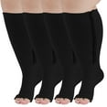 thumbnail image 1 of Open Toe Compression Socks, PUTUO Compression Socks for Women and Men, Plus Size Circulation Wide Calf Compression Socks for Women, 20-30 mmhg Pressure Support Zipper Stockings, 2 Pairs, 1 of 8