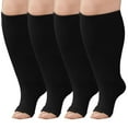 thumbnail image 1 of Open Toe Compression Socks Women, LOFIR Compression Socks for Women and Men - 2 Pairs of 20-30 mmHg Knee High Stockings, Plus Size Toeless Compression Socks for Women Wide Calf, Black, 3XL, 1 of 9