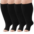 thumbnail image 1 of Open Toe Compression Socks Women, LOFIR Compression Socks for Women and Men - 2 Pairs of 20-30 mmHg Knee High Stockings, Plus Size Toeless Compression Socks for Women Wide Calf, Black, 5XL, 1 of 9