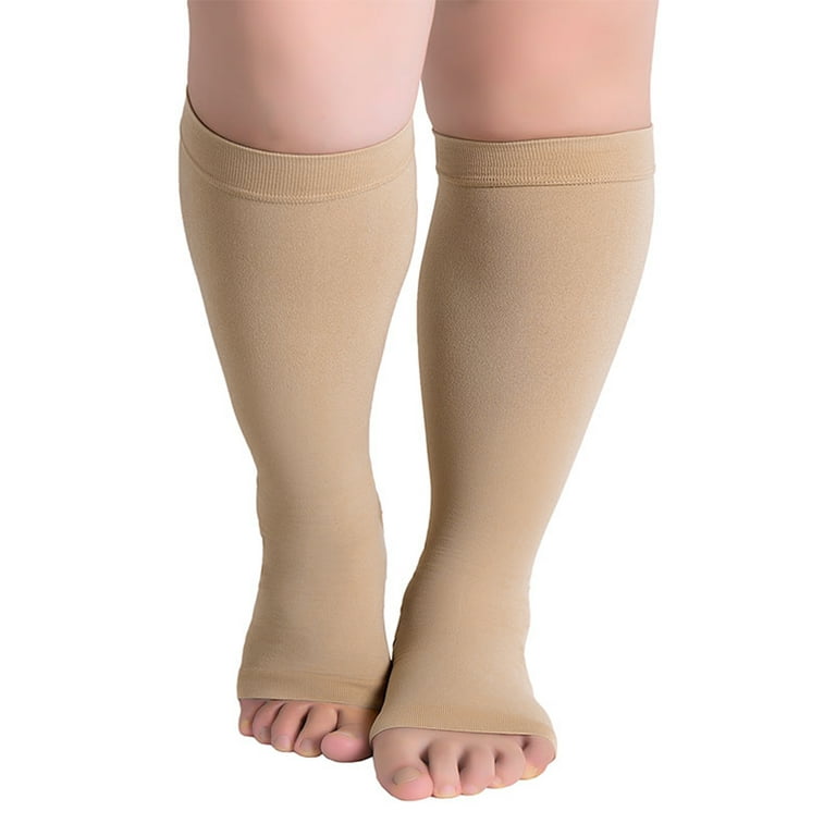 Open Toe Compression Socks for Men & Women - 1 Pair of 20-30 mmhg toeless  Circulation Medical Compression Socks, Beige 
