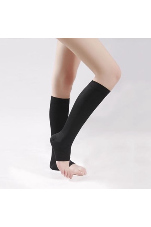 Open Toe Compression Socks for Women & Men Wide Calf, 18-21mmHg Toeless Knee High Stockings for Circulation Support