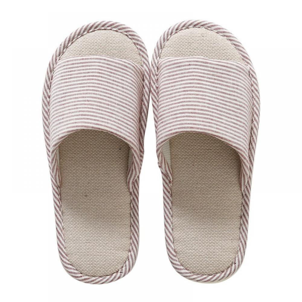 Fantadool Men Women Open Toe Cotton Linen Slippers