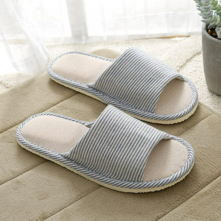 Open Toe Cotton ​Linen Slippers Men Women Comfy Indoor House Spring Summer  Anti-Slip Slippers