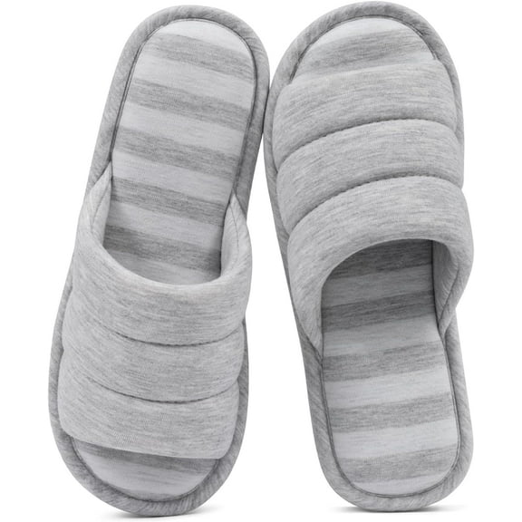 Open Toe House Slippers for Women Men Soft Cotton Indoor Shoes Memory Foam Slip On bedroom Slippers